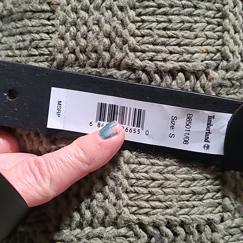 Timberland Black Leather Belt, Small, Unisex, NWT